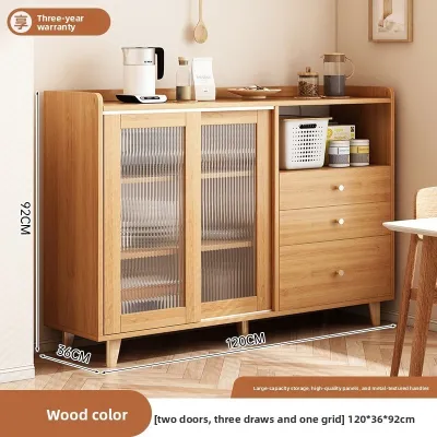Storage Cabinet Solid Wood Sideboard Wall-Mounted Integrated Kitchen Rack Living Room Tea Cabinet