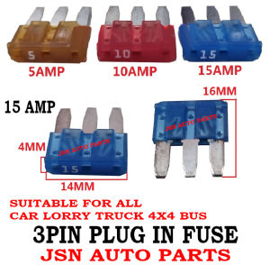3PIN PLUG IN FUSE BLADE FUSE FOR CAR LORRY TRUCK 4X4 SOCKET