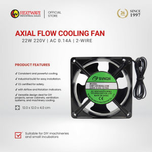 HEATWAVE Axial Flow Cooling Fan Circulation Fan Blower 22W 220V with Axial Fan with Wire 12x12cm Small Circulation Blower 3000RPM 60hz Easy-mount Square Fan