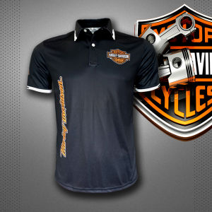 เสื้อโปโล Polo Shirt Harley-Davidson สีเขล สีเทา เสื้อโปโล ฮาร์ลีย์-เดวิดสัน พิมพ์ลาย ชุด S-5XL
