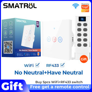 SMATRUL WiFi Switch Smart Wall Light Switch No need Neutral line 3 Gang RF/APP/Touch Control Timer Home Automation Support for Tmall Genius/Google Home/Nest & Amazon Alexa/天猫精灵 White