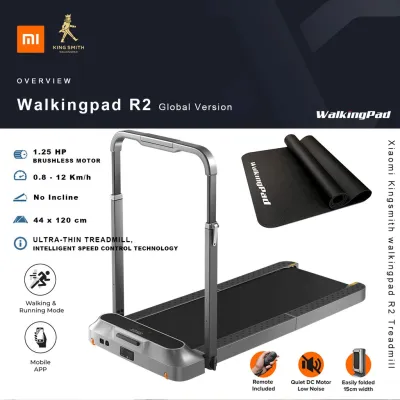 Kingsmith Xiaomi Treadmill WalkingPad Foldable Treadmill R2 [International Edition Exclusive Distribution Brushless Motor CE Certified Running Walking 1.25hp 12km/h Low Noise 110kg Load Capacity LED Display APP Control Remote Control Home Gy