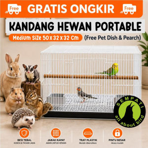 SEMPATI Kandang Umbaran Kucing Besi Lipat Portable Premium Besi Tebal 48x31x32cm Pet Cage Sangkar Kucing Kitten Kelinci Sugar Glider Musang Hamster Landak Tupai Burung Fulset Cepuk Tangkringan Tatakan