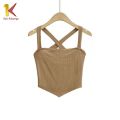 1K Tanktop Basic Wanita Crop Segitiga Knit Model Tali Silang P330 Tank Top Crop Knit Singlet Cewek Fashion. 