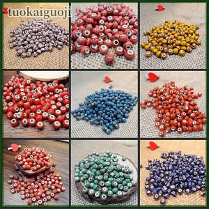 tuokaiguoji 6mm 50pcs Flower Glaze Ceramics Spacer Beads for DIY Jewelry Accessories Design