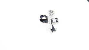 Versatile Peace Rest in Peace Brooch Pin With Ribbon Flower Accent Easy To Pair Outfits For Event Secure Closure