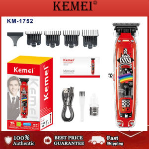 Kemei KM-1926 Transparent Style LED Professional Hair Cutting Machine USB Rechargeable Clipper Cordless Hair Trimmer with Fade Blade Green Color