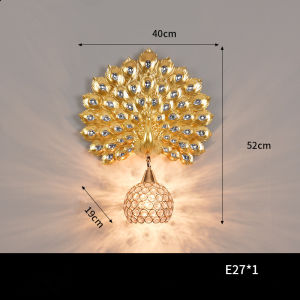 ชุดโคมไฟผนังแบบนอร์ดิกนกยูงเสื้อออกแบบสร้างสรรค์สไตล์ยุโรปไฟติดผนังตกแต่งส่วนบุคคล40*55ซม. ไฟบันไดทางเข้าโรงแรมห้องรับแขกห้องนอนบ้านโรงแรม