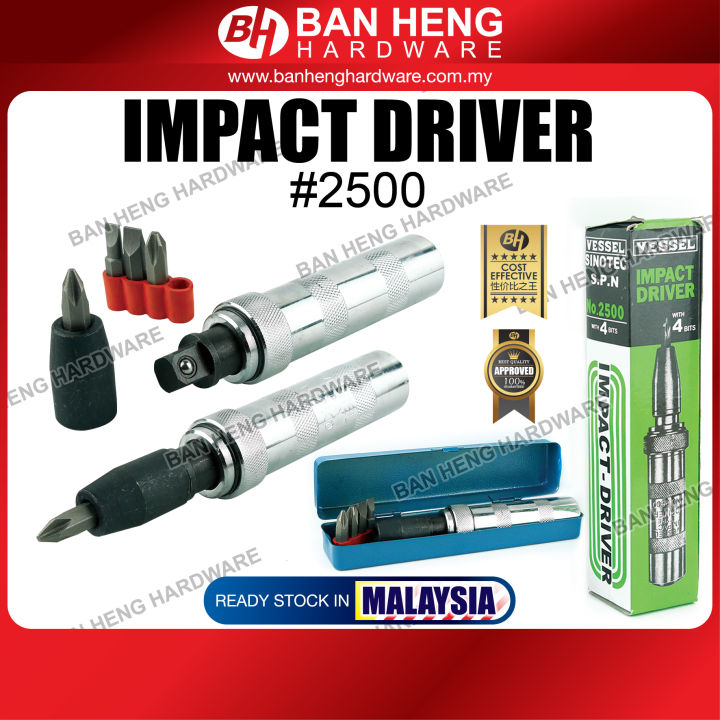 2500 VESSEL Impact Driver With 4 Bits *READY STOCK* Lazada
