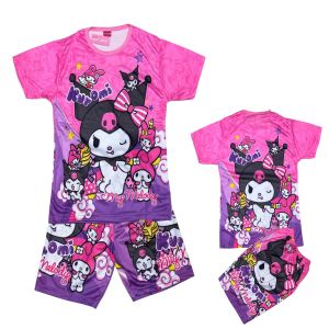 SETELAN ANAK MY KUROMI MELODY FULL PRINTING/SETELAN BAJU TIDUR/PAKAIAN ANAK PEREMPUAN/SANRIO