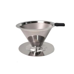 304 Stainless Steel Double Layer Coffee Dripper Coffee Dripper with 800 Meshes and Holder Tray For Hand Brewing