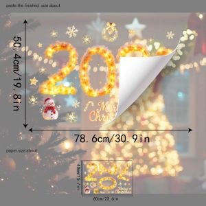 MAOMEI Chống thấm nước Decal dán tĩnh điện 2027 Tĩnh điện có thể tháo rời Hai  Miếng dán cửa tiệc Giáng sinh Tuần lộc Nhỏ Miếng dán kính cửa sổ Giáng sinh Năm Mới