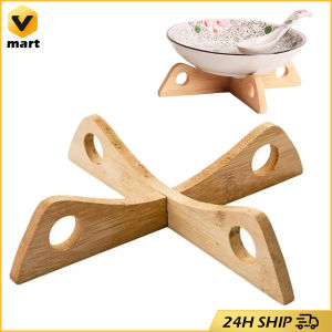 Pot Rack Dish Placemat Coaster Cup Mat Tray Folding Heat Insulation High Temperature Pots Pans Bowls Kitchen Gadgets Accesssories Bamboo Pot Rack Heat Resistant Casserole Rack Bamboo-Tray Pot Steaming Tray Stand Anti-hot Shelf