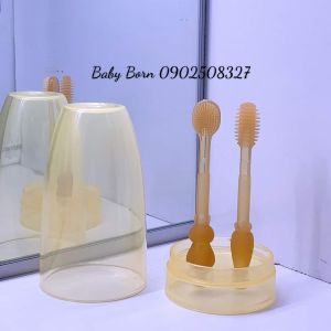 Sét Rơ Lưỡi - Bàn Chải Silicon cao cấp cho Bé yêu Sét rơ lưỡi silicon cho bé  Bàn chải silicol cho trẻ sơ sinh Bàn chải silicon cho bé
