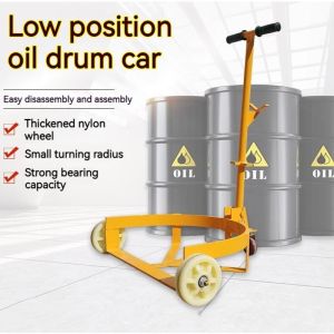 500kg Low level oil drum handling truck hand pulled iron plastic drum truck portable bucket holding trolley mobile base hand pulled