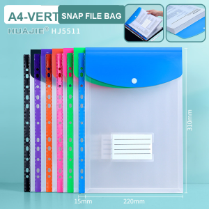 【Rainbow Culture】 A4 File Bag 11-Hole Binder Pouch Loose Leaf Snap Button Document Organizer Horizontal/Vertical 6pcs
