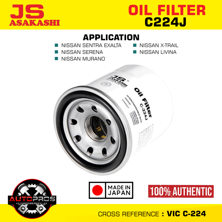 JS Asakashi C224J Oil Filter for Nissan Sentra Exalta, Serena, Murano ...