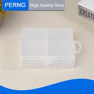 [PERNG] Tehe 1pc Transparent Battery Storage Box For AA Batteries Plastic Organizer With Hardware Accessories And Clear Divider With Cove