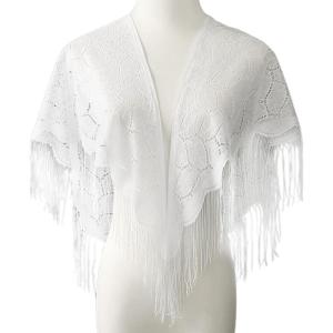 เสื้อคลุมที่ละเอียดอ่อนผ้าพันคอลูกไม้การออกแบบที่ทันสมัยสำหรับผิวบอบบางระบายอากาศได้และผ้าโพลีเอสเตอร์ที่ทนทาน