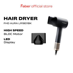 Faber FHD Aura LR1801BK Hair Dryer Cool Shot LED Display Ultra Quiet Design