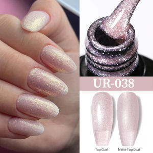 UR SUGAR 7.5ml Silver Glitter Nail Art Gel Polish Semi Permanent Varnish Soak Off UV LED Nail Art Base Top Coat Gel Manicure