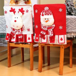 TRANQUIL HUT Seat Protector Christmas Chair Cover Xmas Decoration Cartoon Wear for Chairs Home Creative Dinner Chair Seat Cover Christmas Decoration