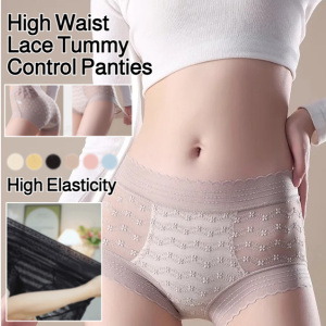 กางเกงชั้นในกระชับหน้าท้องลูกไม้เอวสูงสำหรับผู้หญิง กางเกงชั้นในกระชับหน้าท้องแบบไร้ตะเข็บเซ็กซี่ ระบายอากาศได้ดี