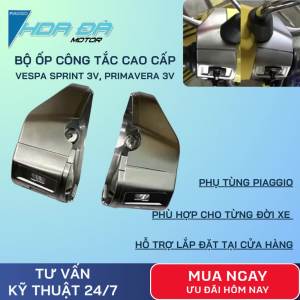 Bộ Ốp Công Tắc Vespa Sprint 3v Primavera 3v Mạ Crom Mờ Cao Cấp Gồm 4 Mảnh: Trái (còi) Trước/Sau Phải (đề) Trước/Sau
