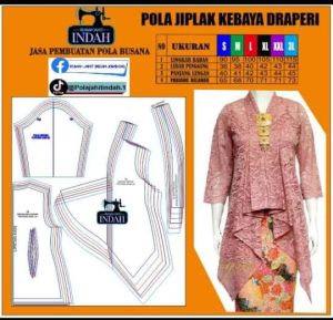 POLA KEBAYA DRAPERI DEWASA POLA JIPLAK S-3XL POLA INSTAN 1 SIZE