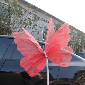 BESTOURO 50cm Bướm nhân tạo Gạc khổng lồ Ngoài trời Bướm sợi lụa 3D Đạo cụ ảnh Bướm giả