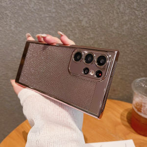 CrashStar With Glass Lens Films Cooling Heat Dissipation Ultra Thin Hard Phone Case For Samsung Galaxy S25 S24 Ultra S23 Plus S22 + S21 Note 20 Simple Solid Color Electroplated Phone Casing Cover Shell With Full Cover Camera Protection