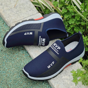 Korean Black Slip On shoes for men Flat rubber Shoes for men casual Walking Shoes Breathable Lightweight sneaker shoes for men