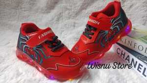 sepatu SNEAKERS anak laki laki nyala LED SPIDERMAN