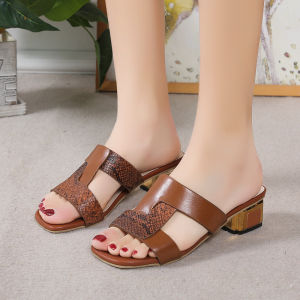 [Free Shipping] Plus Size High-Heeled Slippers for Women 2025 New Fish-Mouth High-Heel In-Stock Korean Version Faux Leather Red Fashion Sandals Trendy