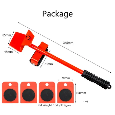5 In 1 Furniture Lifter Mover Tools Carrying Glider Tool Hand Moving Rolling Rotating Wheel Corner Transport Easily Move Heavy Furniture Tools Set