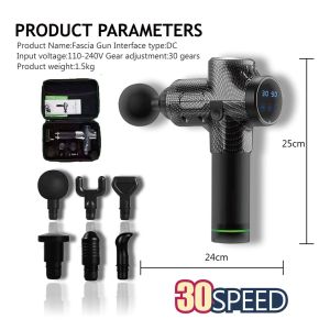 2024 Massage Gun With 6 replacement massage heads 30Speed muscle fascia gun Fitness massager gun