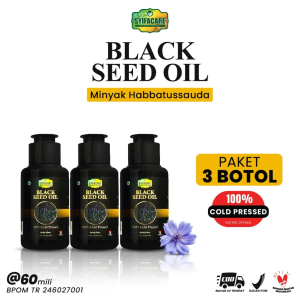 PAKET 3 BOTOL - Black Seed Oil Syifacare 100% Cold Pressed Minyak Habbatussauda 60ml BPOM