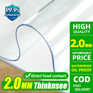 🔥High temperature resistance 80℃ 🔥1.5/2/3mm Thick clear PVC Table Cover Plastic Transparent PVC Table cloth Rectangular easy to clean Waterproof Oil-proof Heat Resistant Mat Tablecloth Dining Place Mat