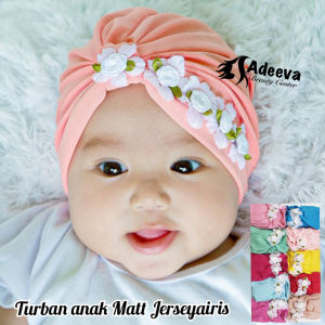 Premium turban bunga mawar putih samping / turban bayi / baby / ciput anak