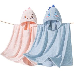 DSFSK Quick-Drying Baby Bath Towel Cartoon Dinosaur Coral Velvet Hooded Bathrobe Multipurpose Soft Cartoon Cloak Towel Sleeping Wrap