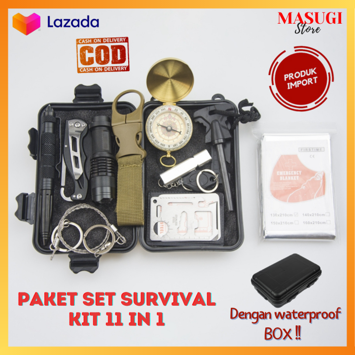 Paket Set Survival Kit Outdoor Adventure Hiking Tools