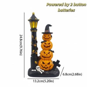OOC Hollowed Pumpkin Lantern Hollow Design LED Light Up Pumpkin Ornament Funny Glowing LED Pumpkin Lamp Halloween