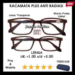 Kacamata Plus + Antiradiasi Melindungi Mata Dari Sinar Radiasi Serta Untuk RabuN Dekat Frame Coklat Ukuran +1.00 s/d +3.00 PRIA WANITA - ANTIRADIASI PLUS ENGSEL PER GAGANG LENTUR MURAH