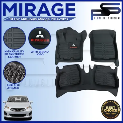 5D Black Deep Dish Matting for Mitsubishi Mirage G4 Sedan Hatchback 2014 - Onwards OEM Car Floor Liner Matting / Mat / High Quality OEM Design 2 Rows 3 pcs Accessories Accessory