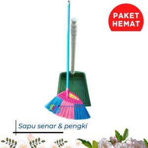 (2in1) Sapu Lantai Anti Rontok Senar Nilon dan Pengki Serokan Sampah Murah