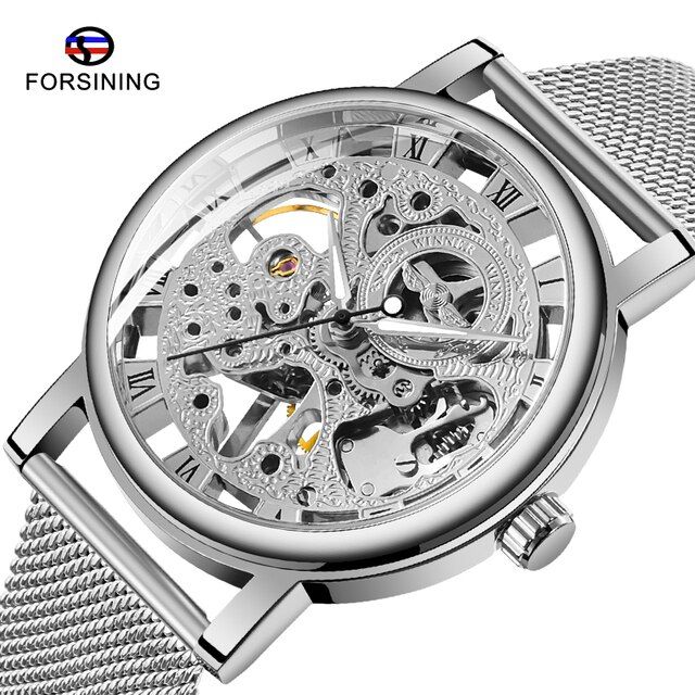 ⌚Minimalist Mens Watch Mechanical Wristwatches Stainless Steel Ultra ...