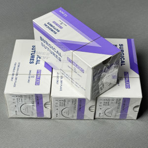 Absorbable Suture Thread Pet Dog PGA Veterinary Surgical Sutures With Needle Polyglycolic Acid Sterile Animal Pet Use 90cm 1box