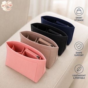 Felt Handbag Insert Organizer Multi Pocket Purse Liner Structured Storage Pouch For Travel Tote Cosmetics Daily Essentials