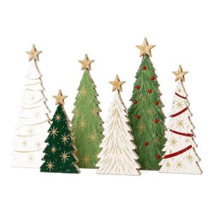 OURTOUR Nhiều màu sắc Đồ trang trí bàn làm việc Giáng sinh Gỗ Cây thông Noel Đồ trang trí nhà dịp lễ Thanh lịch Hươu Tuyết Đồ trang trí bàn Trang trí Giáng sinh