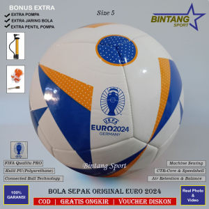 Bola Sepak Asli Original EURO 2024 Jahit Mesin Kualitas Premium